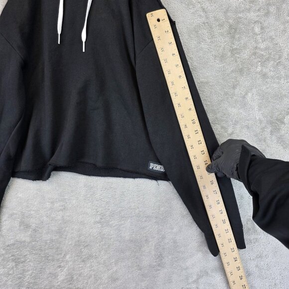 PINK Victoria's Secret Hoodie Womens Small Cutout Cold Shoulder Cropped Love Pul - Picture 7 of 10